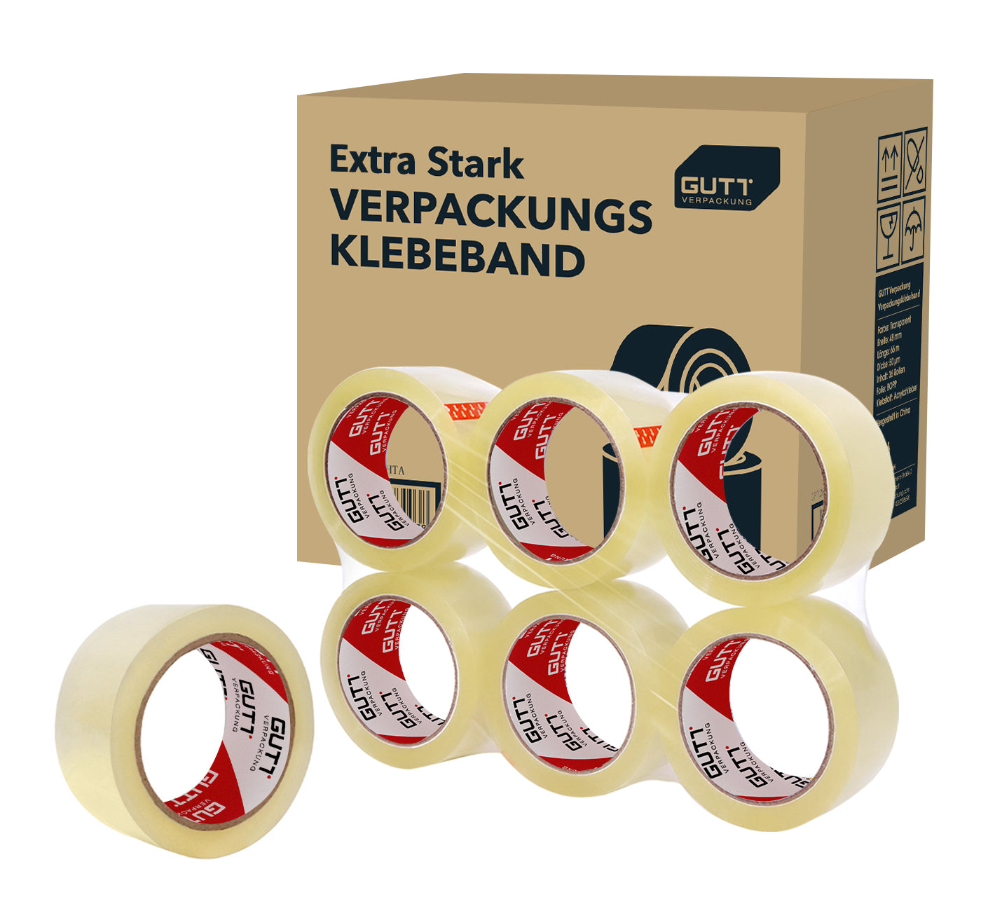 Klebeband Transparent 36 Rollen im Karton, leise abrollend