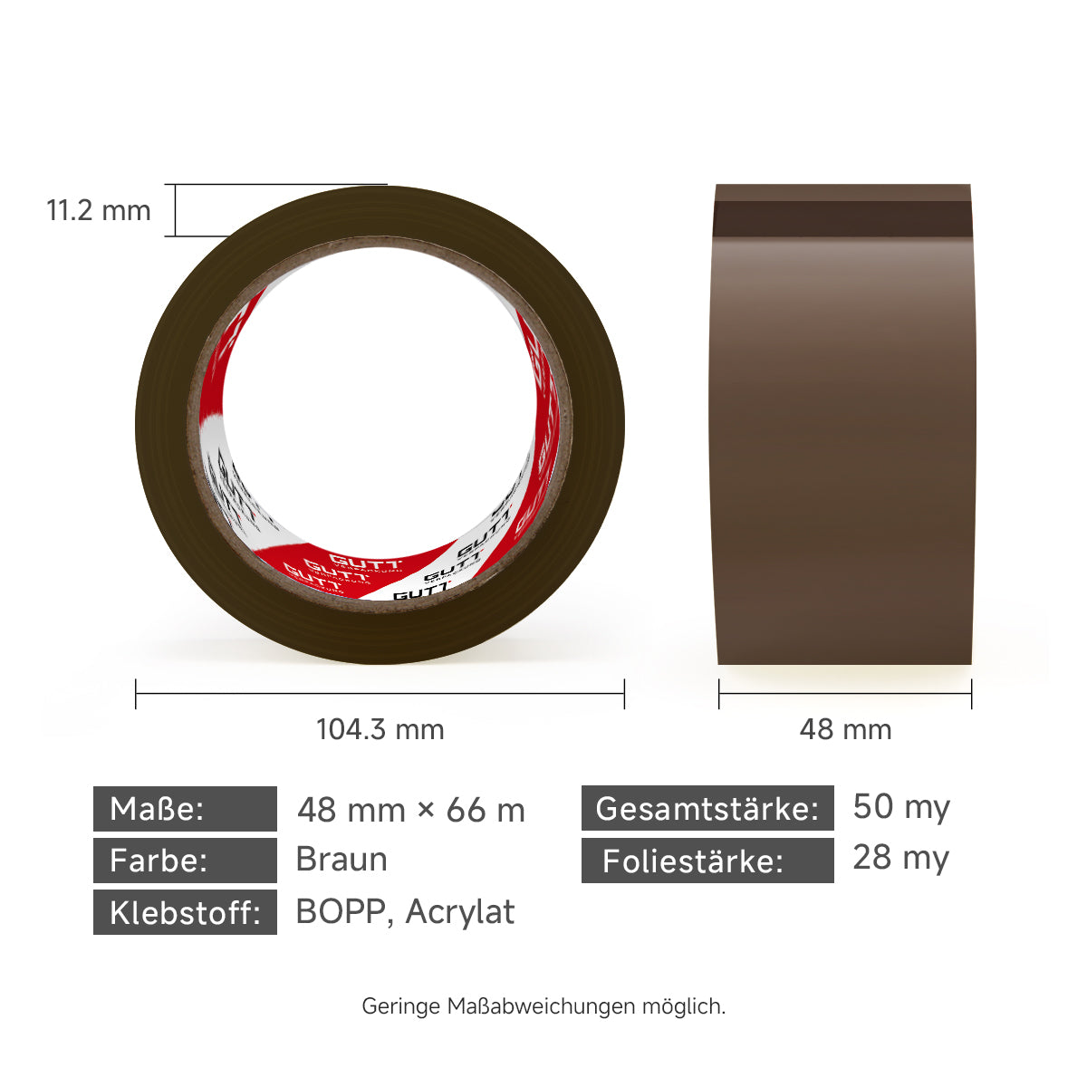 Klebeband Braun 36 Rollen im Karton, leise abrollend