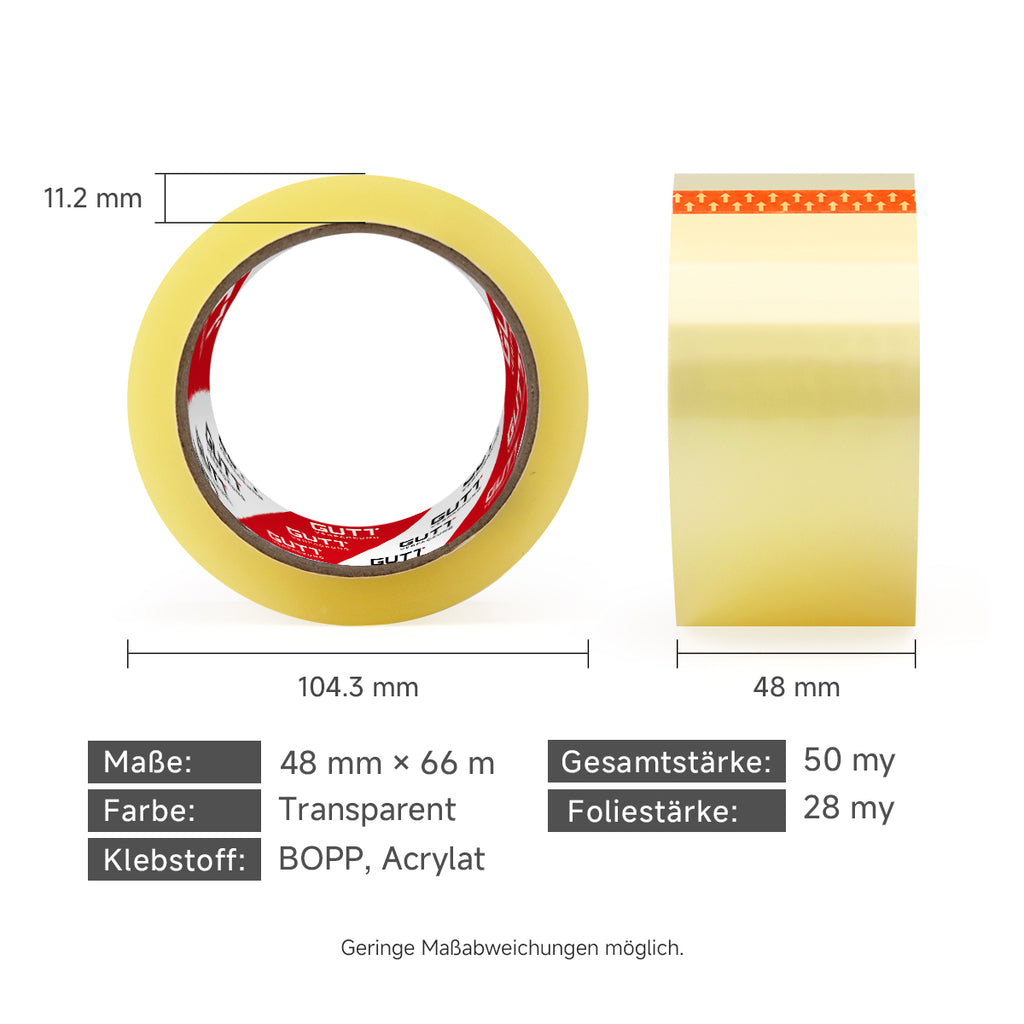 Klebeband Transparent 36 Rollen im Karton, leise abrollend